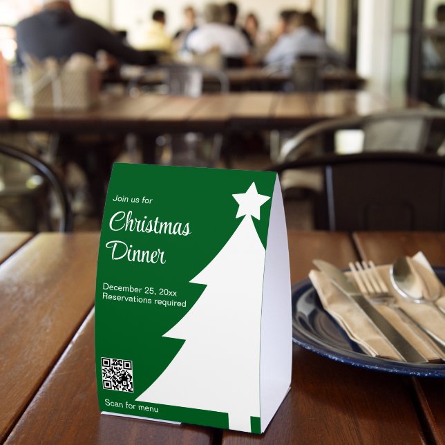 Christmas Dinner Christmas Tree Green Restaurant Paper Table Tent (Insitu(Restaurant))
