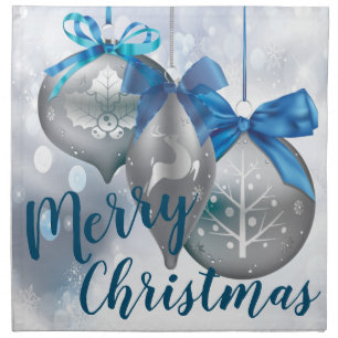 Christmas Dinner Cloth Napkins Ornaments Winter Sn