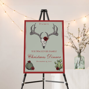 Christmas Dinner Deer Head Skull Welcome Sign