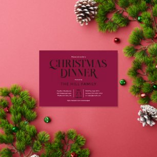 Christmas Dinner Elegant Red Foil Invitation