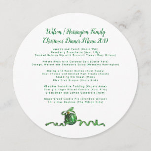 Christmas Dinner Family Menu Sage Snowflakes Round