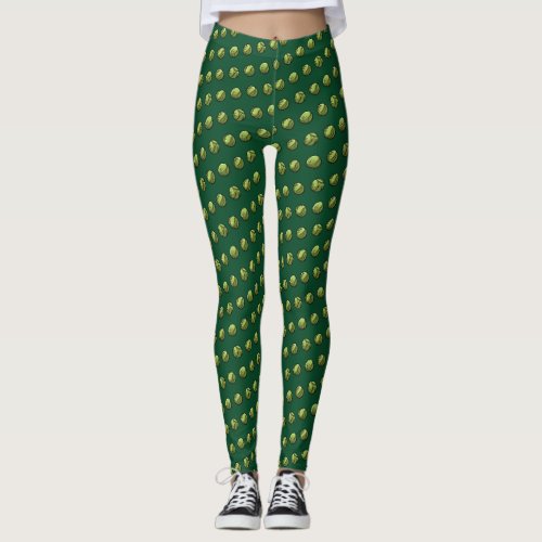 Christmas Dinner Green Brussels Sprouts Pattern Leggings