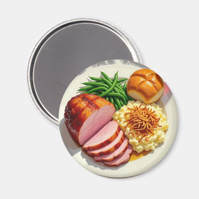 Christmas Dinner, Ham, Scalloped Potatoes Magnet (Front/Back)