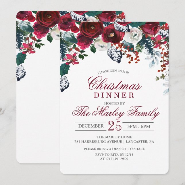 Christmas Dinner Holiday Party Invitation (Front/Back)