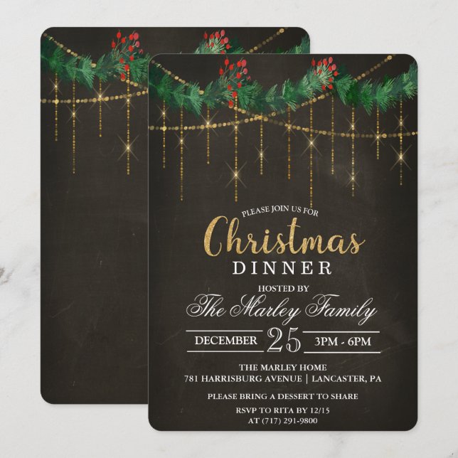 Christmas Dinner Holiday Party Invitation (Front/Back)