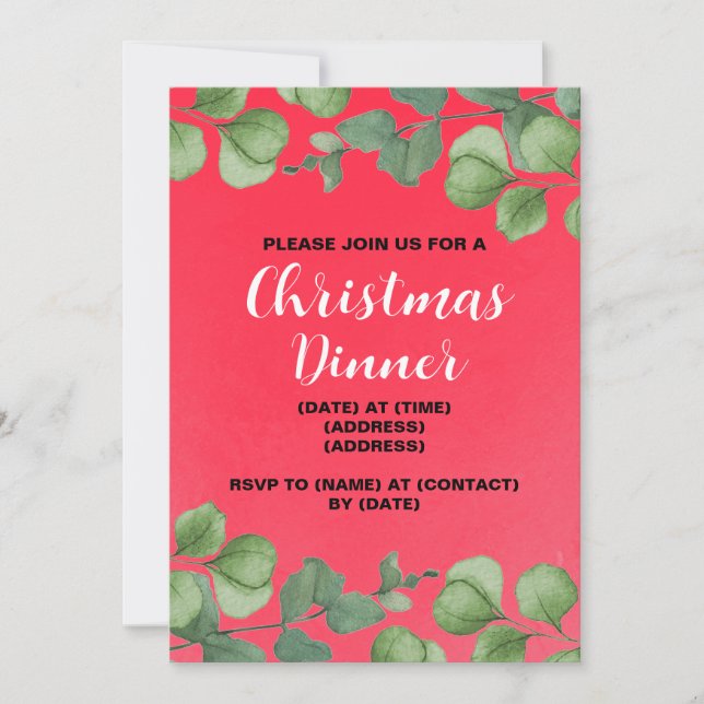 Christmas Dinner Invitation, Editable Template (Front)