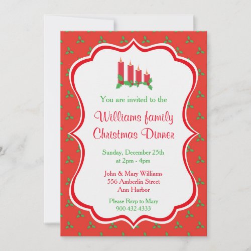 Christmas Dinner Invitations _ Candles