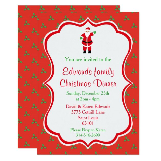 Christmas Dinner Invitations - Santa