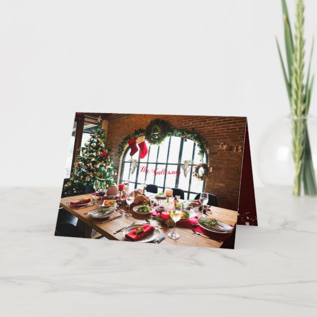 Christmas Dinner Monogram Food Angels Tradition Holiday Card (Front)