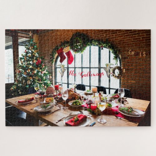 Christmas Dinner Monogram Food Angels Tradition Jigsaw Puzzle