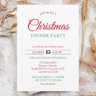 Christmas Dinner Party Christmas Baubles Festive Invitation