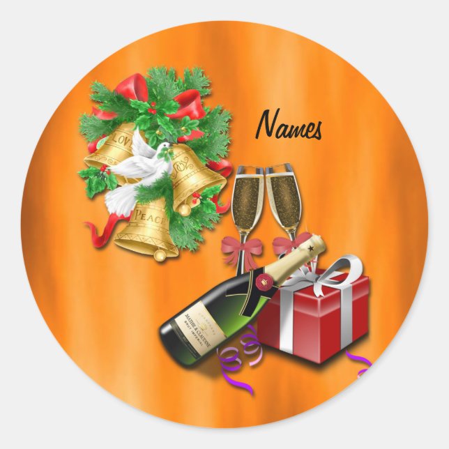 Christmas Dinner party Classic Round Sticker (Front)