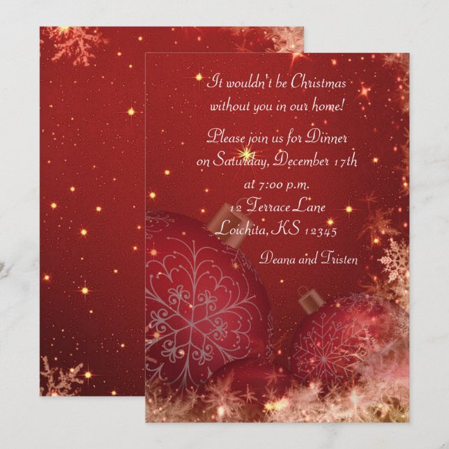 Christmas Dinner Party Invitation (Front/Back)