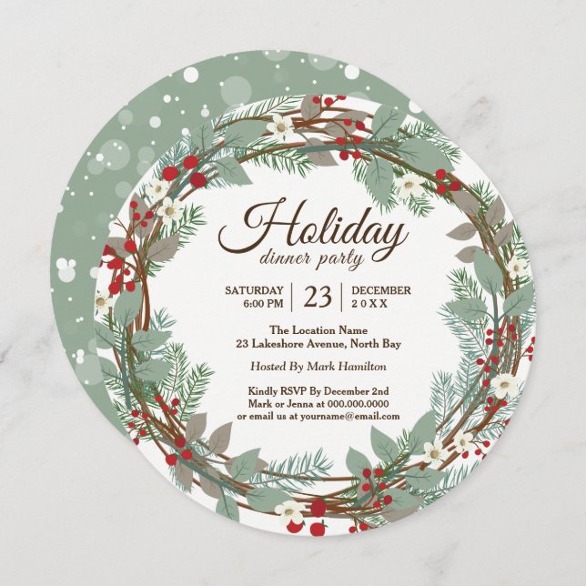 Christmas Dinner Party Invitation (Front/Back)