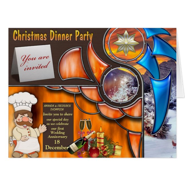 Christmas Dinner Party invitation (Front Horizontal)