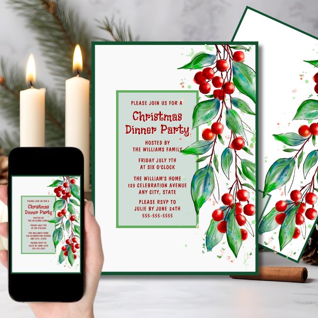Christmas Dinner Party Invitation Holiday Soiree (Creator Uploaded)