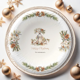 Christmas Dinner Party Pine White & Cream Elegant Paper Bowls