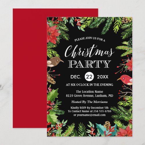 Christmas Dinner Party | Rustic Berries and Pines Card
