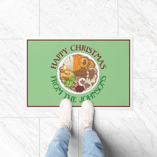 Christmas Dinner Party UK Festive British Food Doormat