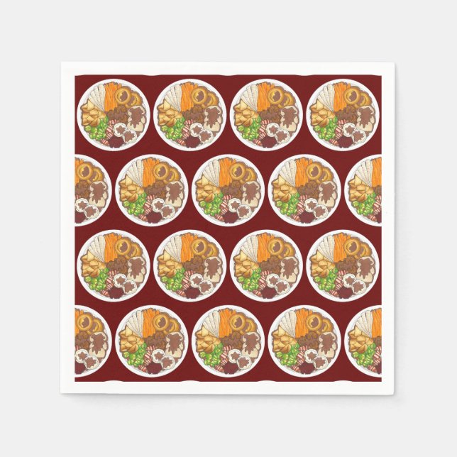 Christmas Dinner Party UK Festive British Food Napkins (Front)