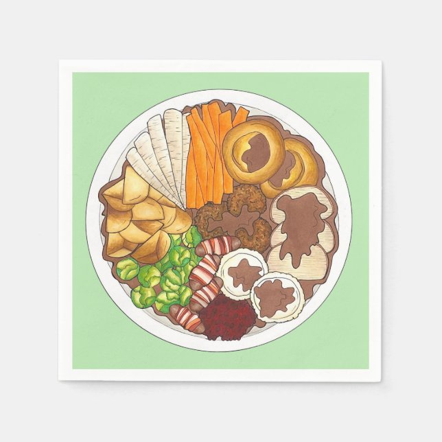 Christmas Dinner Party UK Festive British Food Napkins (Front)