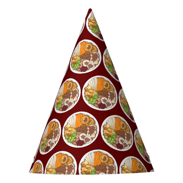 Christmas Dinner Party UK Festive British Food Party Hat (Front)