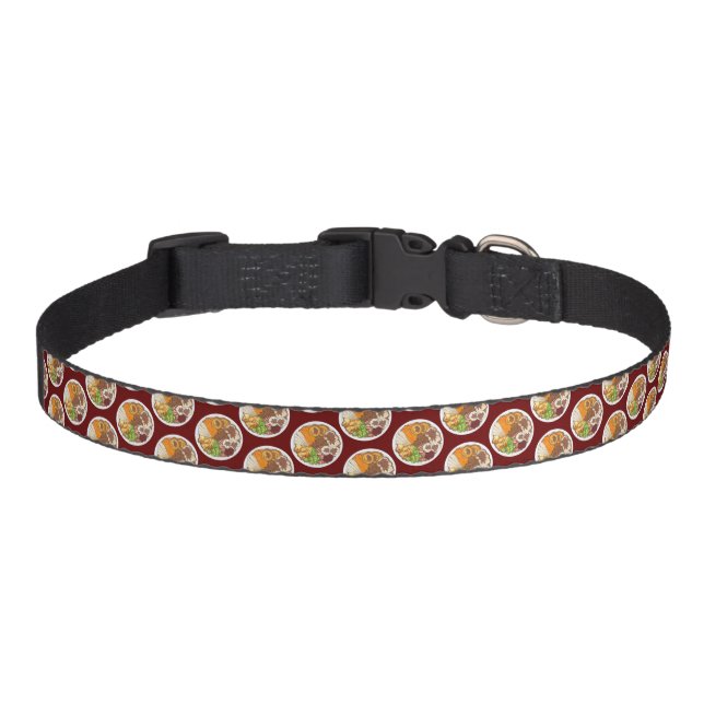Christmas Dinner Party UK Festive British Food Pet Collar (Front)