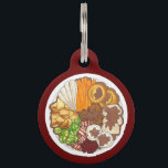 Christmas Dinner Party UK Festive British Food Pet ID Tag<br><div class="desc">Design features an original illustration of a traditional British Christmas roast dinner with all of the trimmings, including Yorkshire puddings, roast potatoes, sprouts, parsnips, carrots, pigs-in-blankets, turkey, gravy, and cranberries. Ideal for celebrating the festive period! Don't see what you're looking for? Need help with customization? Contact Rebecca to have something...</div>