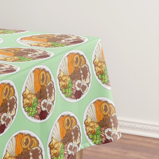 Christmas Dinner Party UK Festive British Food  Tablecloth (In Situ)