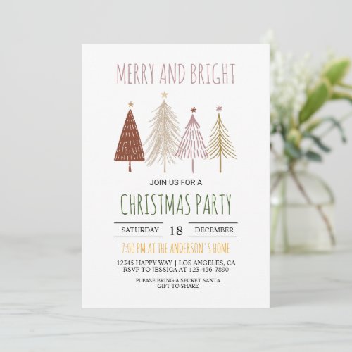 Christmas Dinner Party Winter Holiday Modern Xmas Invitation