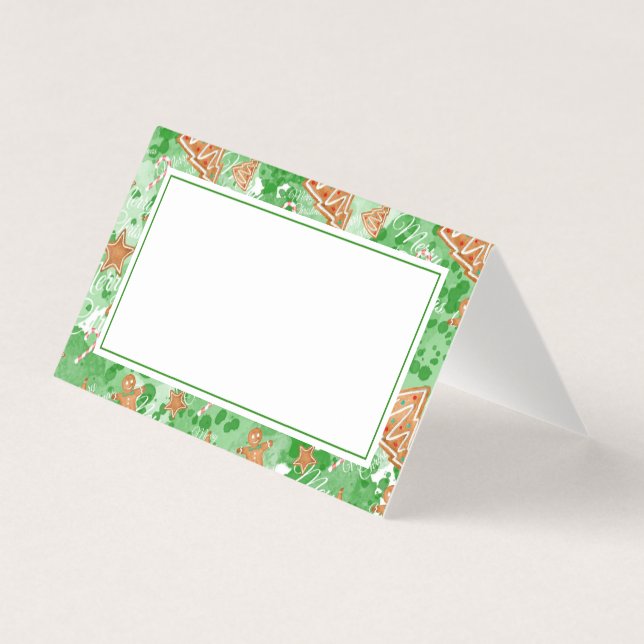 Christmas Dinner Place Card | Gingerbread & Pines (Front)