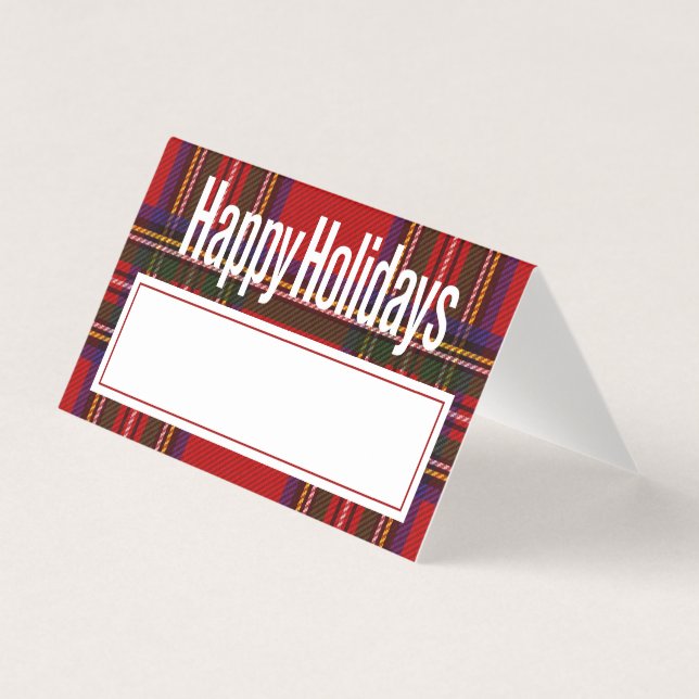 Christmas Dinner Place Card | Holiday Plaid (Front)