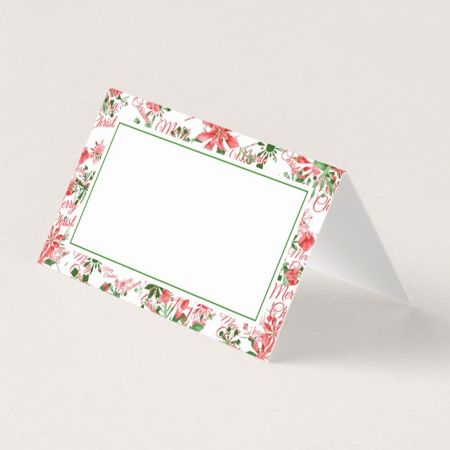 Christmas Dinner Place Card | Snowflakes (Front)