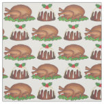 Christmas Dinner Turkey Plum Pudding Xmas Foods Fabric