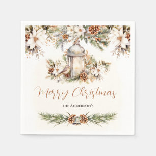 Christmas Dinner White and Cream Elegant Classic Napkins