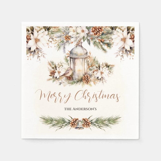 Christmas Dinner White and Cream Elegant Classic Napkins (Front)