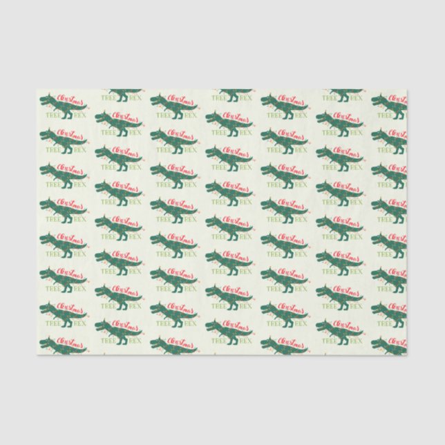 Christmas Dino Dinosaur Funny T-Rex Tree Gift Tissue Paper (Front)