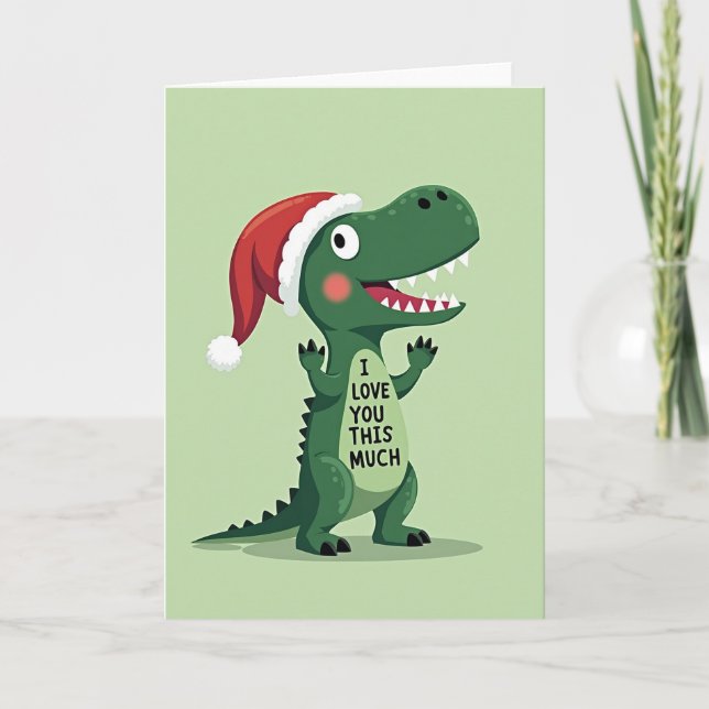 Christmas Dino I Love You Card (Front)