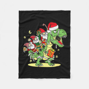 Christmas, Dino, Ugly Xmas, Trex Dinosaur, Gnome Fleece Blanket