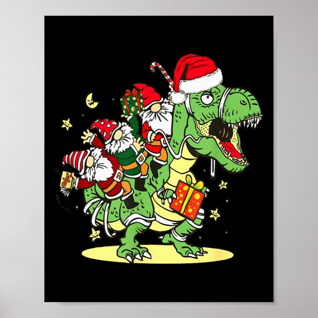 Christmas, Dino, Ugly Xmas, Trex Dinosaur, Gnome  Poster (Front)