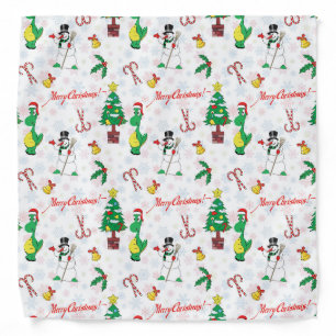 Christmas dinosaur and snowman bandana