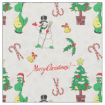 Christmas dinosaur and snowman fabric