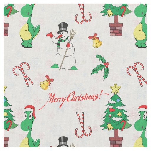 Christmas dinosaur and snowman fabric