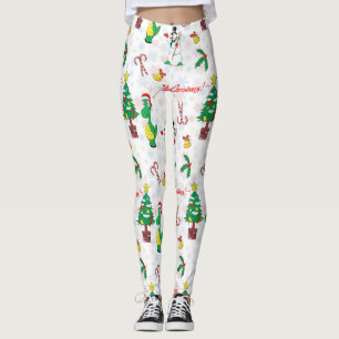 Christmas dinosaur and snowman leggings