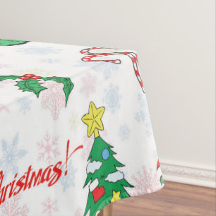 Christmas dinosaur and snowman tablecloth