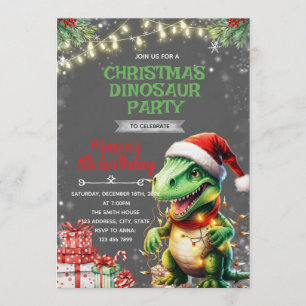 Christmas Dinosaur Birthday Invite