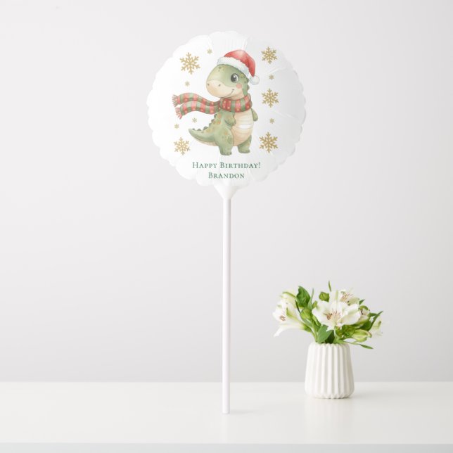 Christmas Dinosaur Birthday Party  Balloon (In SItu)