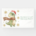 Christmas Dinosaur Birthday Party Banner