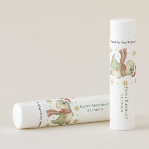 Christmas Dinosaur Birthday Party Favor Lip Balm