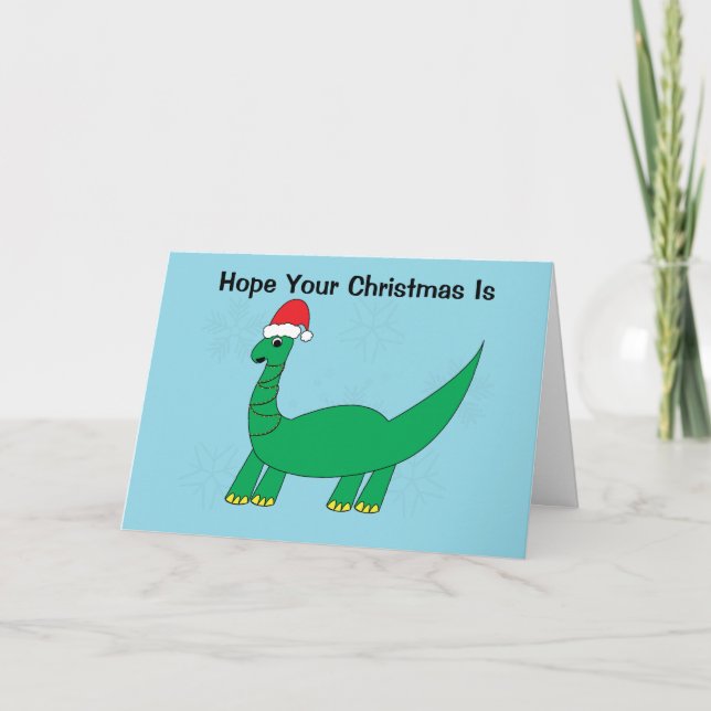 Christmas Dinosaur Brontosaurus Funny Personalize Card (Front)